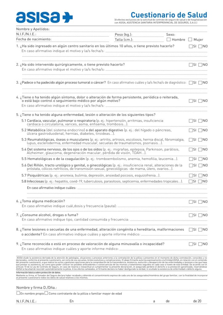 seguro de salud sin cuestionario de salud